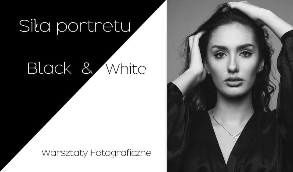 baner, czerń, biel, kobieta, portret, fotografia